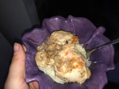 Coconut Salsa Chicken baked at  350 until done.  Served over rice.  