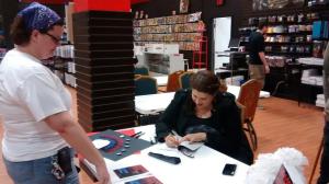 Signing a book for the lovely Squeaker. 