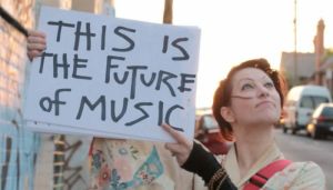 Amanda Palmer 's photo from her famous Kickstarter campaign -